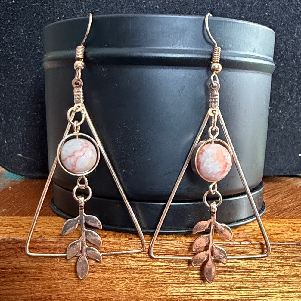 Elegant Gold Triangle Leaf Earrings